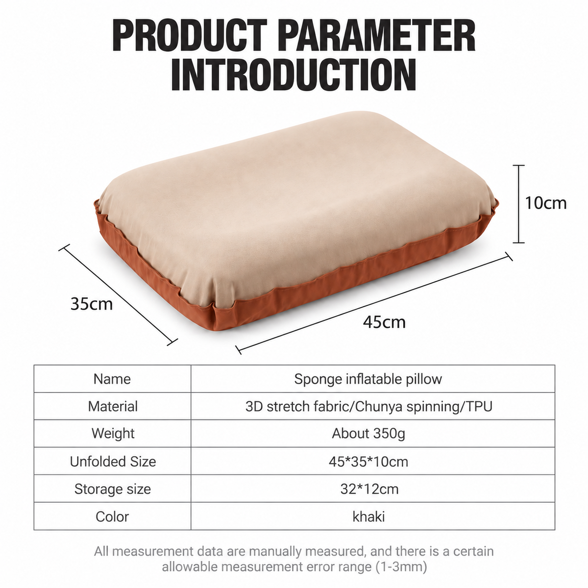 Self-Inflating Camping Pillow