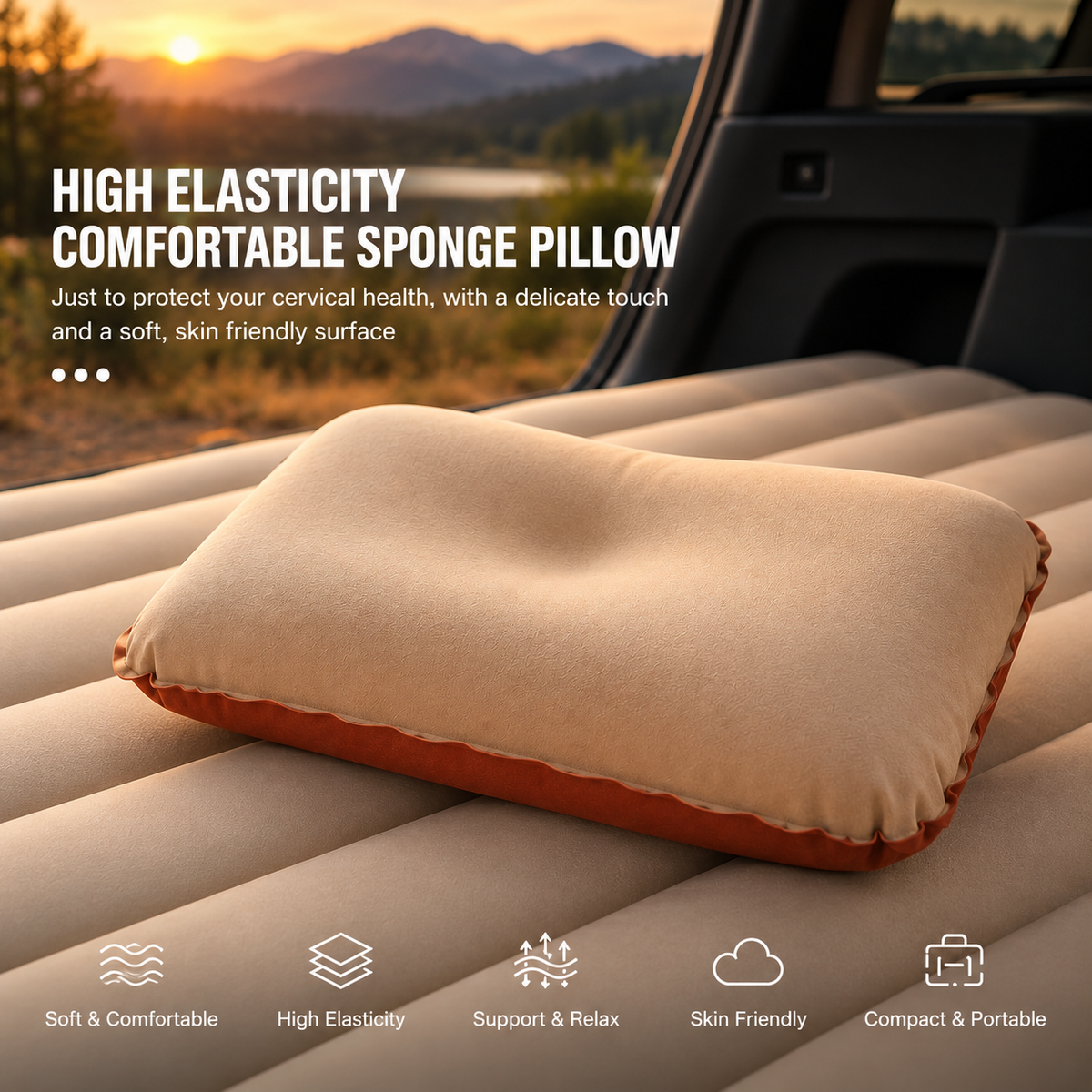 Self-Inflating Camping Pillow